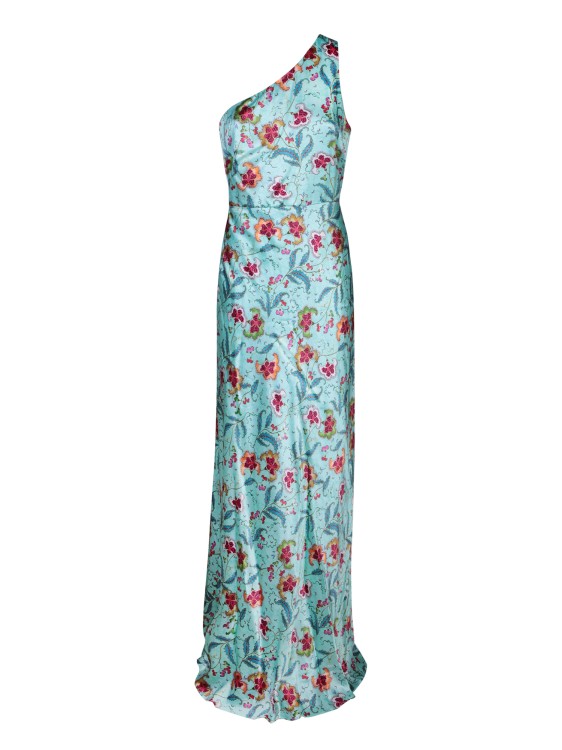 Shop Saloni One-shoulder Long Dress In Blue