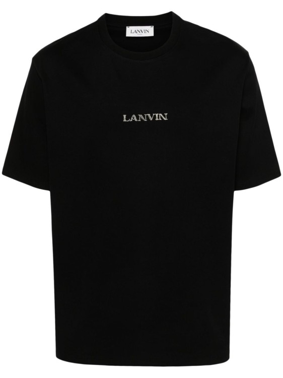 Shop Lanvin Black Embroidered Logo T-shirt