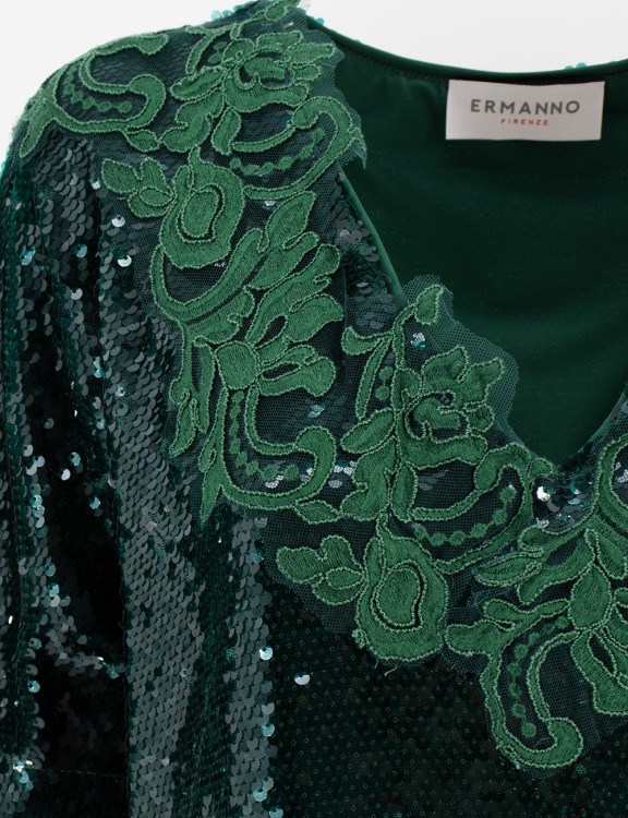 Shop Ermanno Scervino Mini-dress With Sequins Sewn All Over In Green