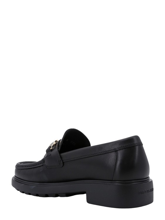 Shop Ferragamo Leather Loafer With Gancini Metal Detail In Black