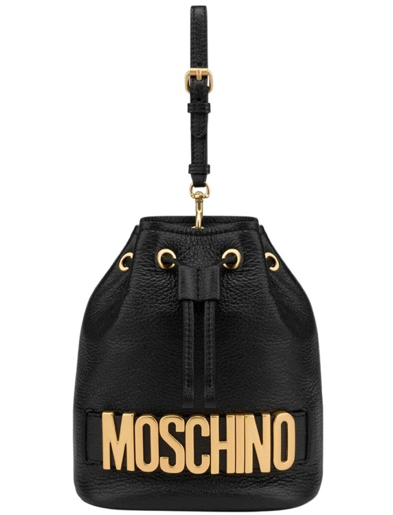 Moschino Black Tumbled Deerskin Bucket Bag