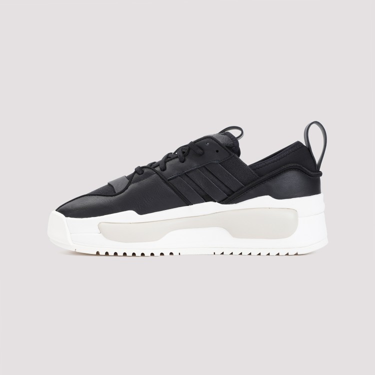 Shop Y-3 Black Leather Rivalry Sneakers In White