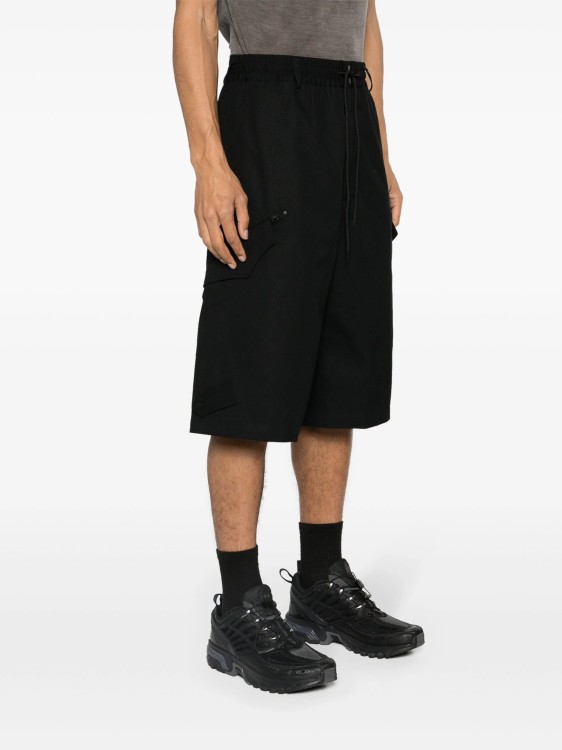 Shop Y-3 Workwear Cotton Bermuda Shorts In Black