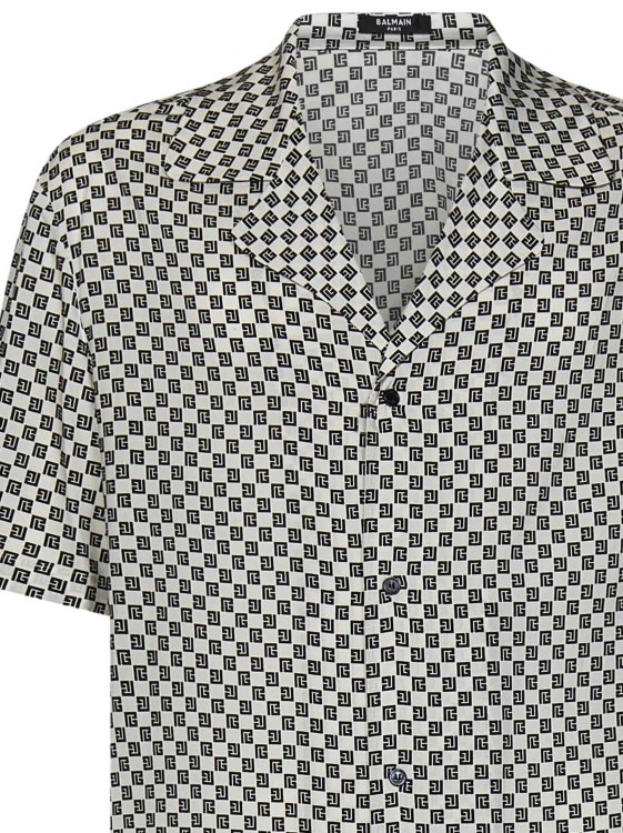 Shop Balmain Short-sleeved White Viscose Shirt In Grey