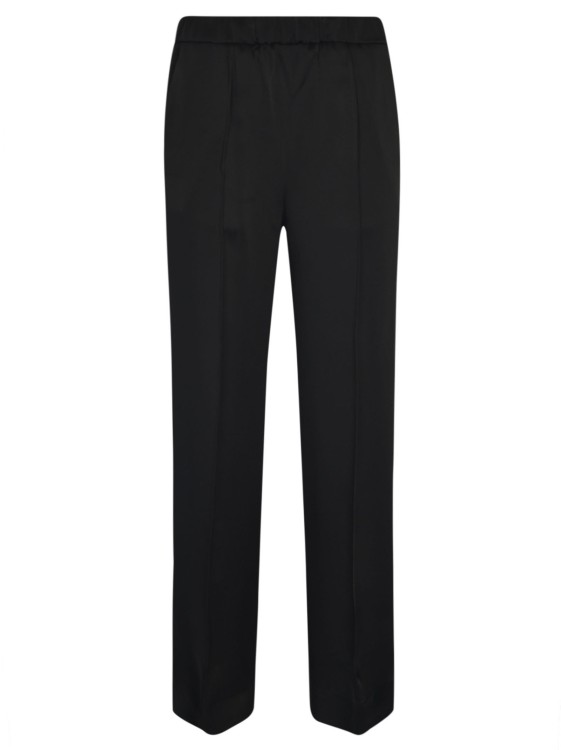 Shop Jil Sander Satin-finish Wide-leg Trousers In Black