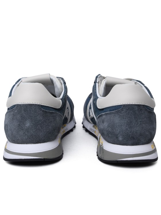 Shop Premiata Lucy' Blue Leather And Fabric Sneakers In Grey