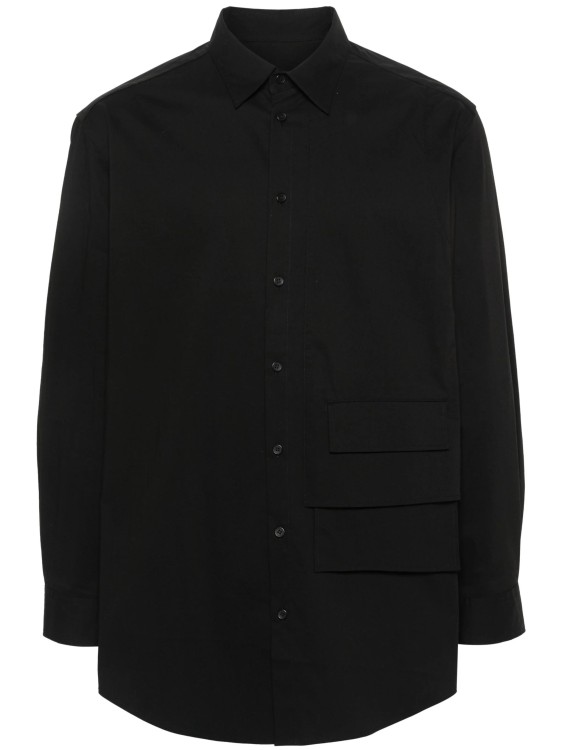 Shop Y-3 Logo-rubberised Cotton Shirt In Black
