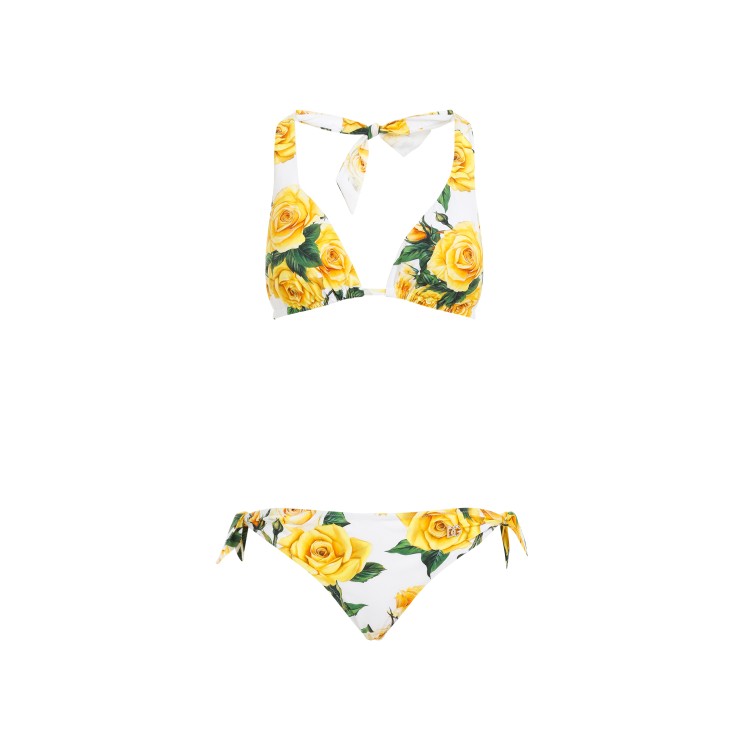 Dolce & Gabbana Yellow Roses Polyamide Bikini