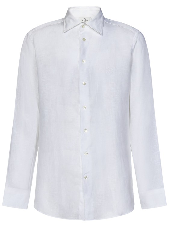 Shop Etro White Melange Effect Linen Shirt