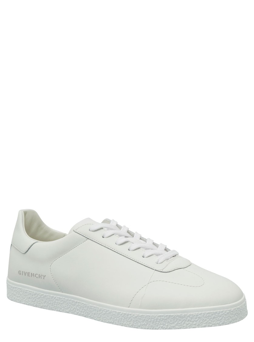 Shop Givenchy White Low Top Sneakers With Logo Lettering Detail In Leather