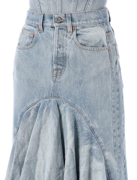 Shop Vetements Flared Denim Midi Skirt In Blue