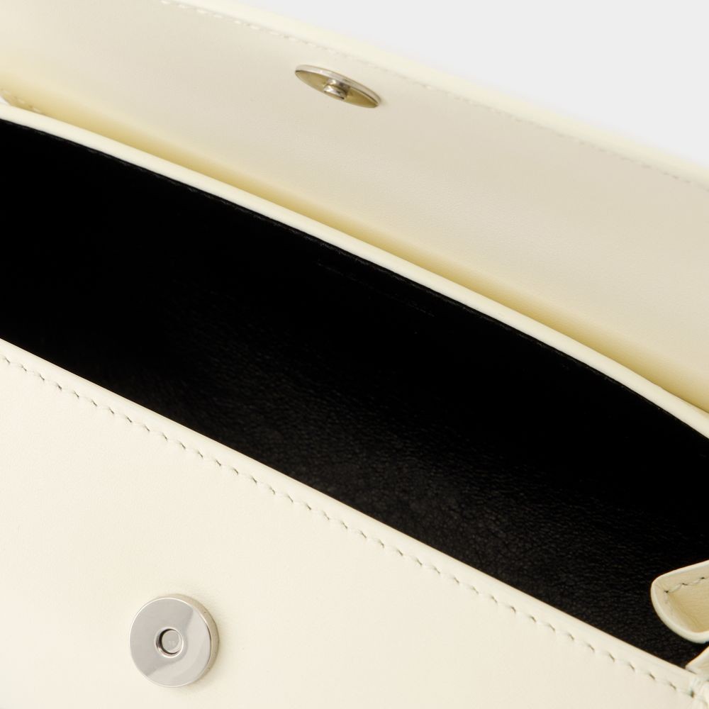 Jil Sander Small Leather Shoulder Bag With Adjustable Handle In White