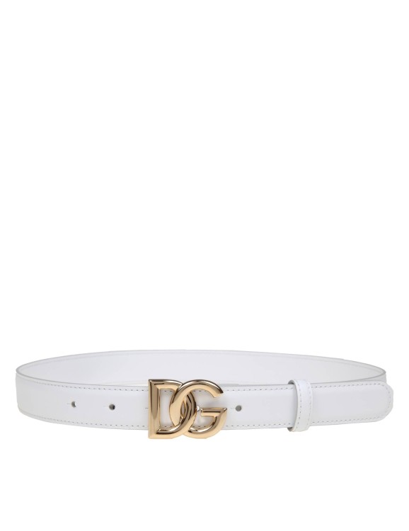 Shop Dolce & Gabbana Belt In Calfskin With Crossed Dg Logo In White
