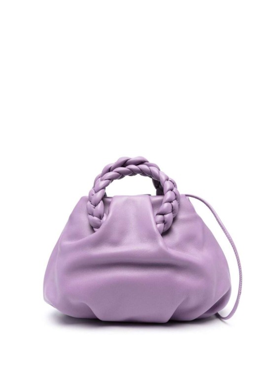 Shop Hereu Bombon' Purple Handbag With Braided Handles In Shiny Leather