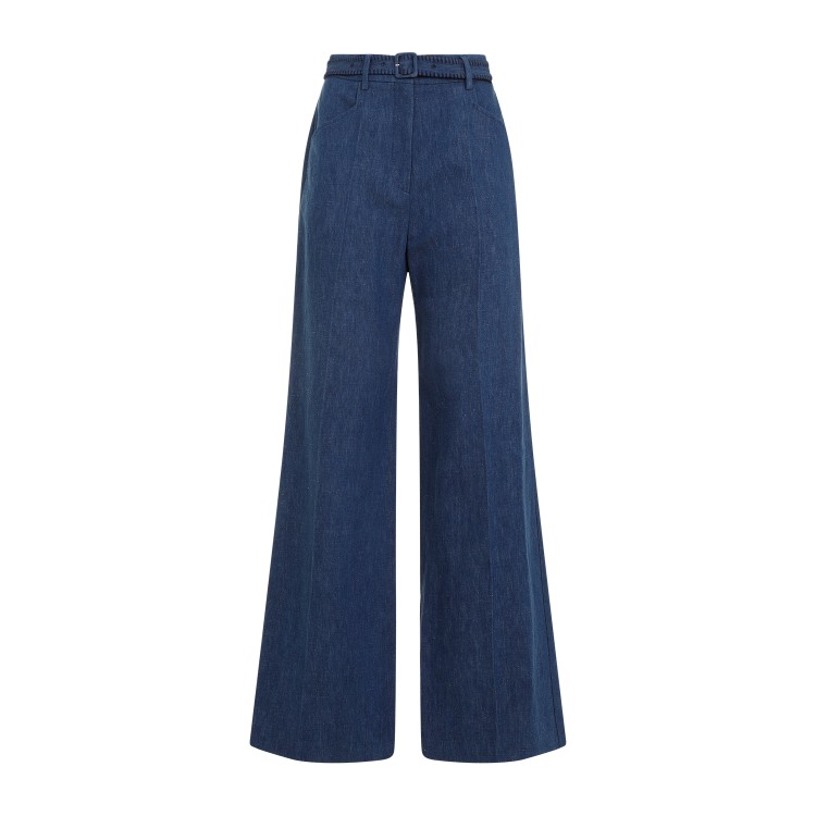 Gabriela Hearst Womens Denim Norman Wide-leg High-rise Cotton And Linen Trousers In Blue