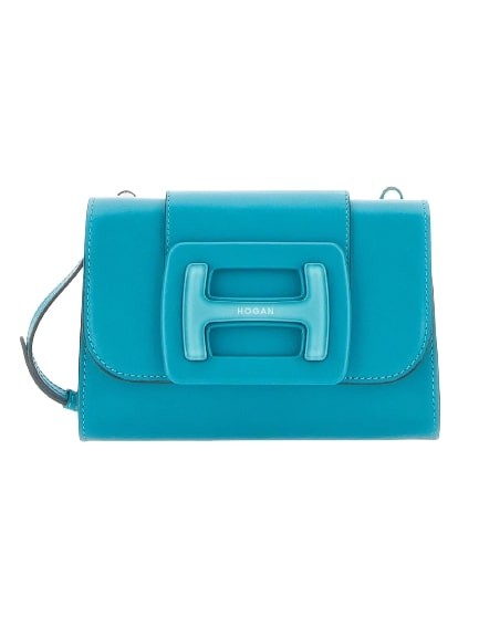 Hogan Small Hbag In Turquoise Leather In Blue
