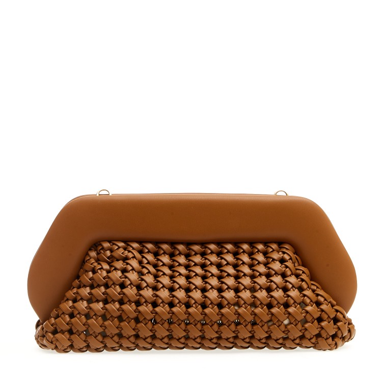 Themoirè Large Braided Leather Clutch In Brown