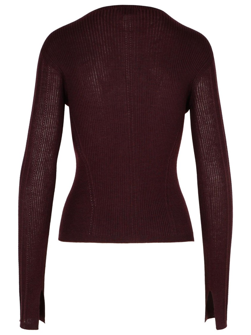 Shop Lanvin Burgundy Wool Blend Sweater