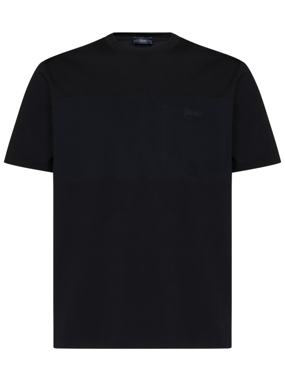 Shop Herno Black Superfine Stretch Cotton Jersey T-shirt
