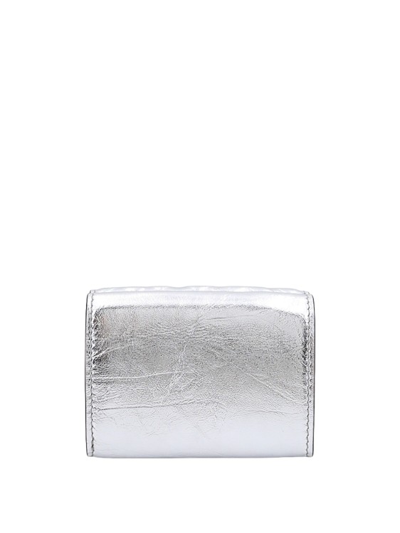 Shop Fendi Laminated Leather Wallet With Embossed Ff Logo In Silver