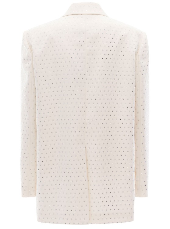 Shop Andamane Guia Crystal' White Oversized Single-breasted Jacket With All-over Rhinestone Embellishment In Polye