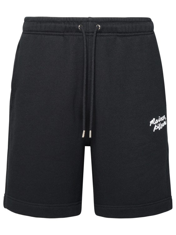Shop Maison Kitsuné Black Cotton Bermuda Shorts