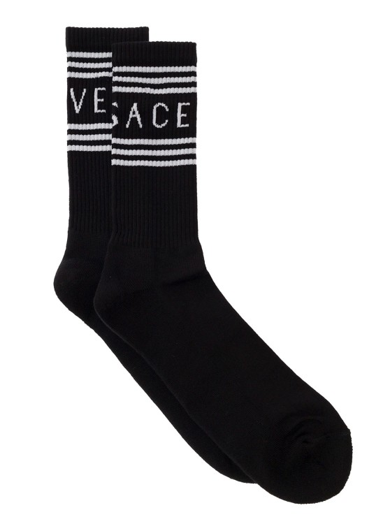 Versace Calze Logo In Black