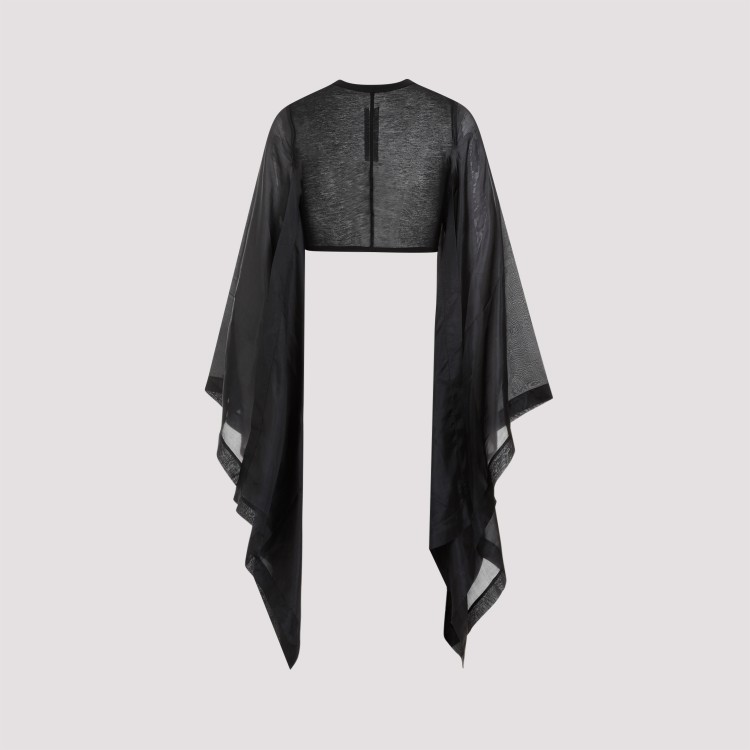 Shop Rick Owens Flag Crop Habotai Black Cotton Silk Top