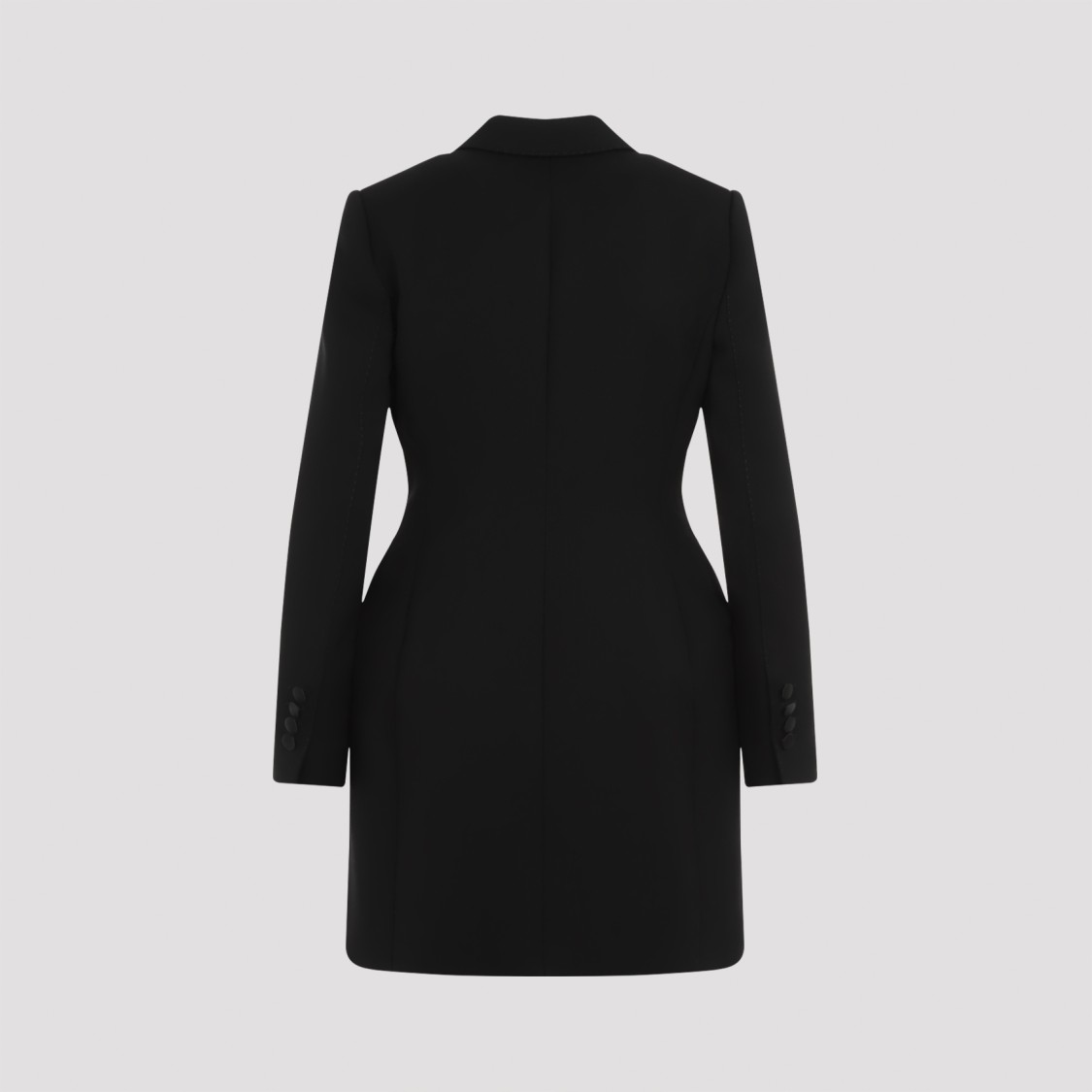 Dolce & Gabbana Double-breasted Wool Blend Blazer With Satin Detailing In Black