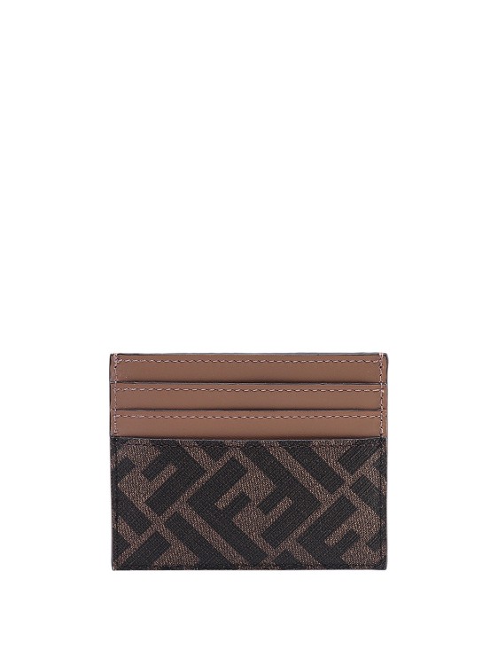 Shop Fendi Coated Canvas And Leather Card Holder In Brown
