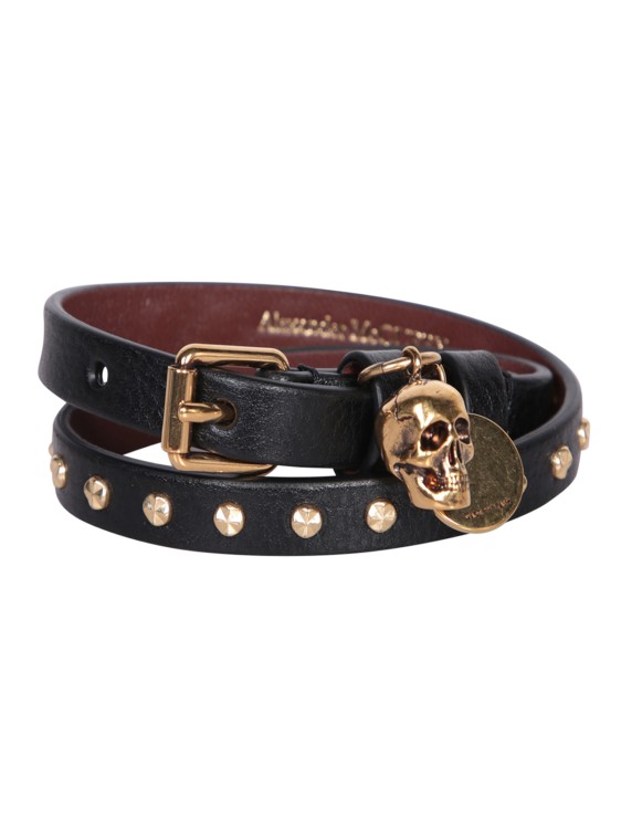 Alexander Mcqueen Black Leather Bracelet