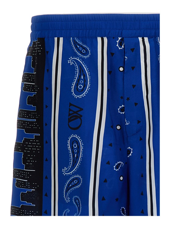 Shop Off-white Blue Bandana Paisley Print Shorts In Viscose