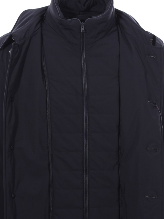 Herno Medium-length Structured Coat With Button-up Front In Blue