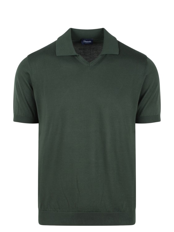 Shop Drumohr Buttonless Cotton Polo Shirt In Green