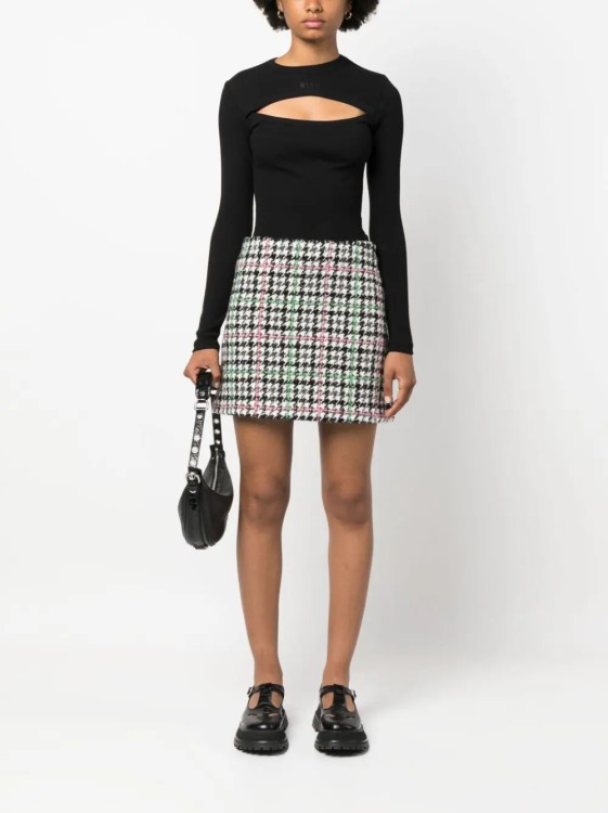 Shop Msgm Plaid Check Multicolored Mini Skirt In Grey