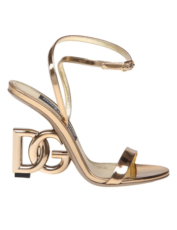 Shop Dolce & Gabbana Keira Sandals In Gold Color Mirror Leather