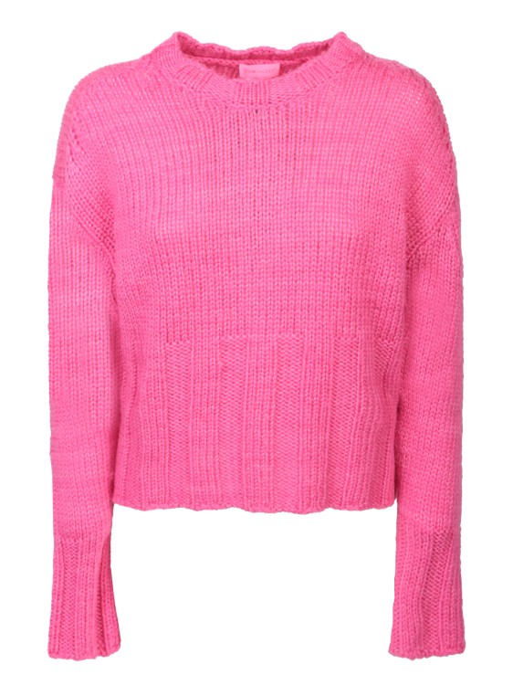 MONCLER WOOL AND SILK FUXIA PULLOVER