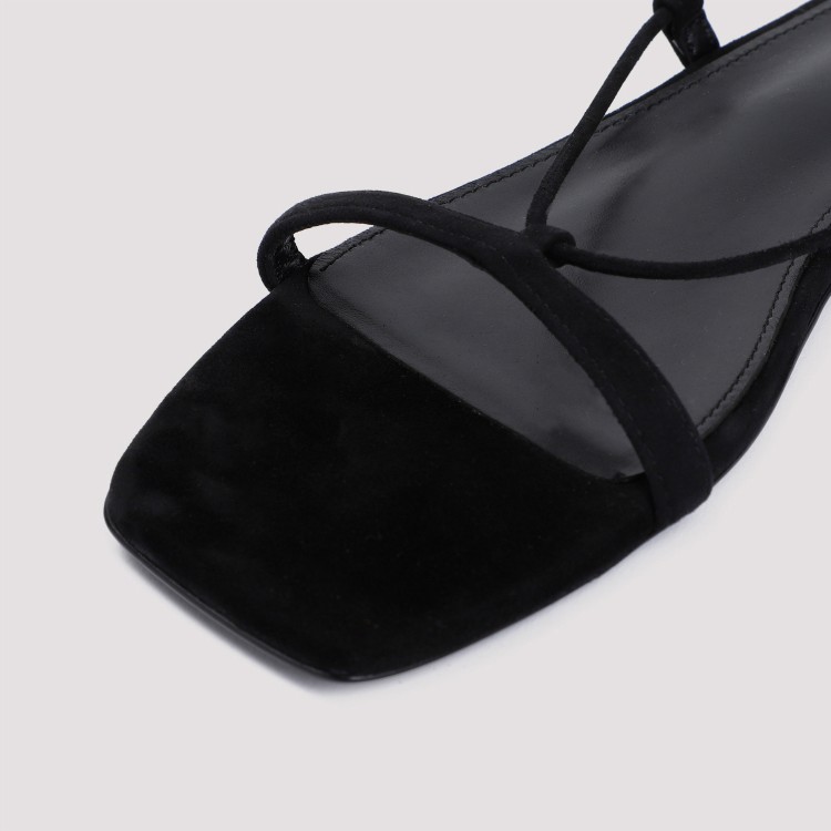 Shop Totême Black Suede Tie Sandals