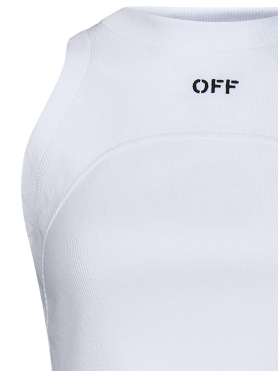 Shop Off-white White Ribbed Stretch Cotton Tank Top