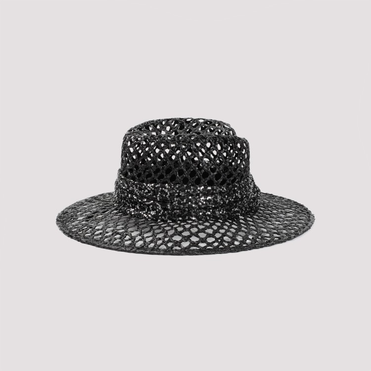 Shop Maison Michel Black Raffia Virginie Hat