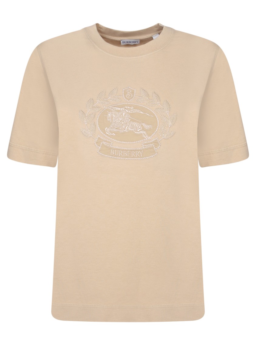 Burberry Beige Cotton T-shirts In Neutral