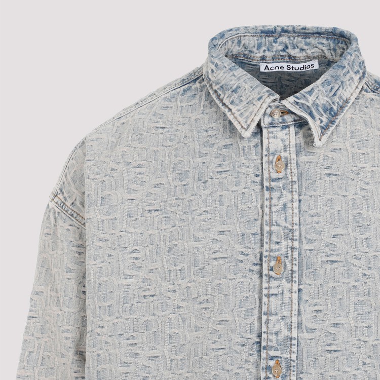 Shop Acne Studios Beige And Blue Monogram Cotton Shirt
