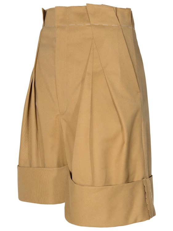 Shop Maison Margiela Beige Cotton Blend Bermuda Shorts In Brown