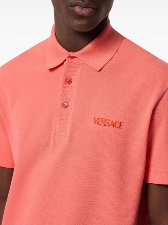 Shop Versace Corai Logo-embroidered T-shirt In Orange