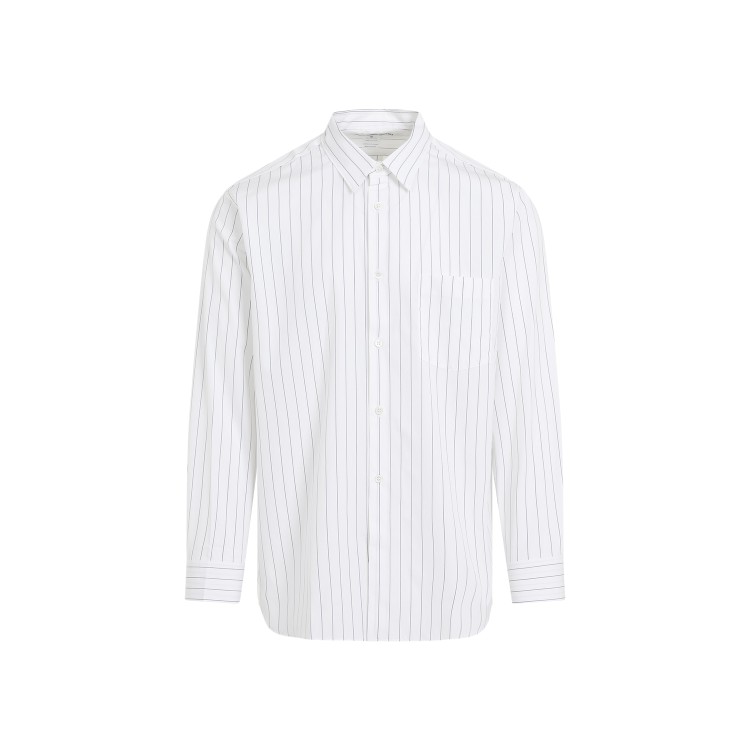 Shop Comme Des Garçons White Striped Poplin Shirt