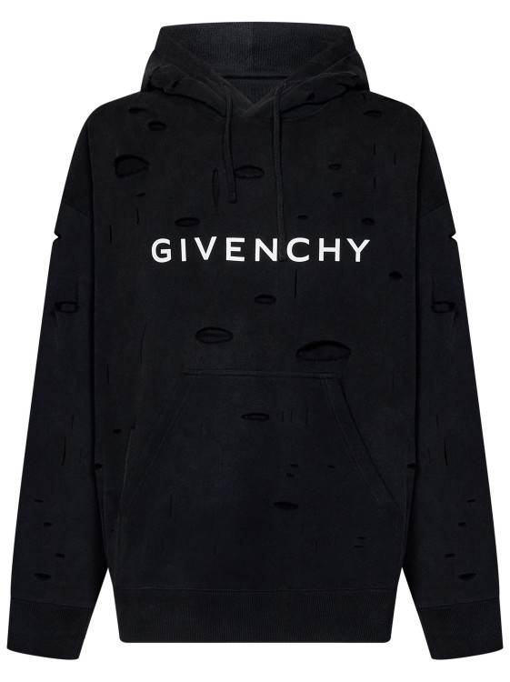 Shop Givenchy Black Brushed Cotton Hoodie