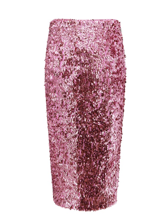 Shop Rotate Birger Christensen Skirt With All-over Sequins In Burgundy