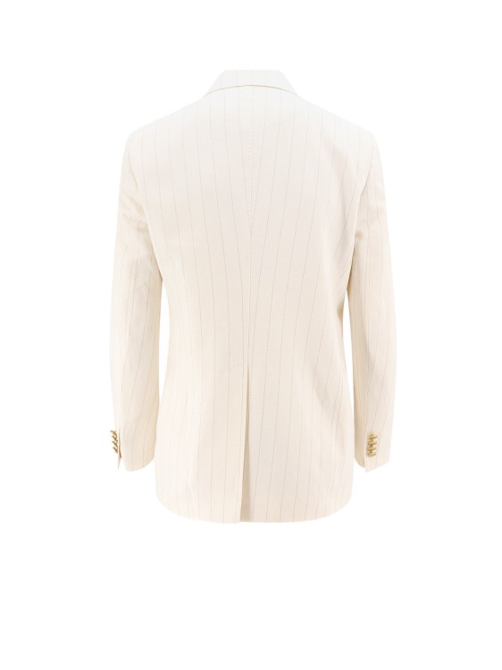 Shop Tagliatore Cotton And Linen Blend Suit With Peak Lapels In Neutrals