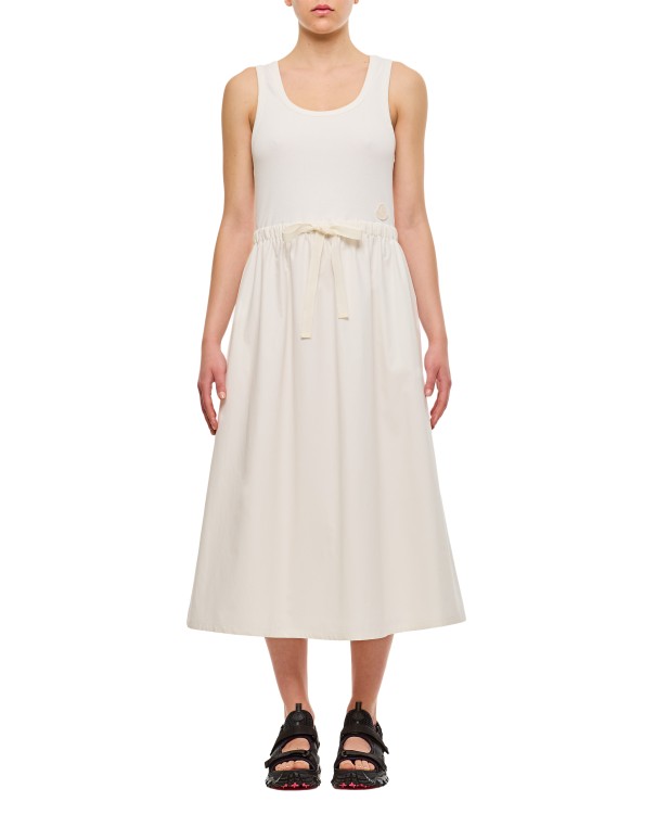 Shop Moncler Cotton Midi Dress In White