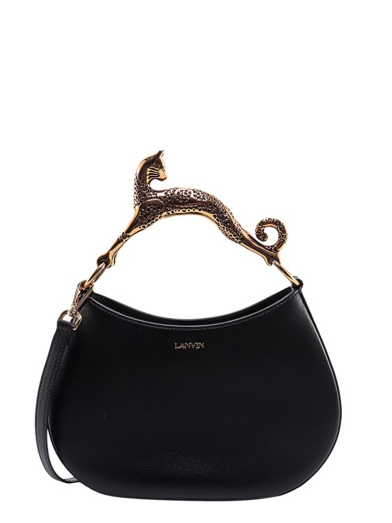 Lanvin Leather Handbag With Logo Print In Black